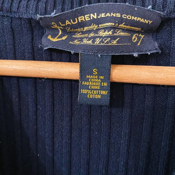 Navy Lauren Jeans Company Fitted Ribbed V Neck Sweater - Picture 5 of 10